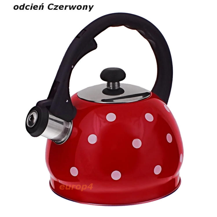 Czajnik z gwizdkiem Kinghoff KH 1049 stalowy metalowy Indukcja czerwony Czajnik z gwizdkiem Kinghoff KH 1049 stalowy metalowy Indukcja czerwony