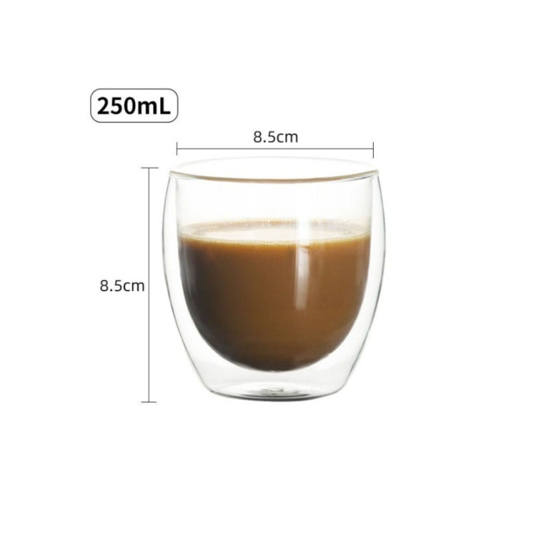 Szklanki termiczne do kawy latte 250 ml zestaw 6 sztuk Szklanki termiczne do kawy latte 250 ml zestaw 6 sztuk