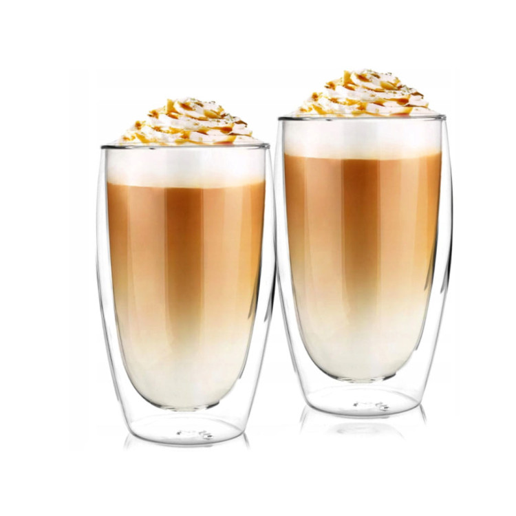 Szklanki termiczne MG Home 450 ml do kawy latte zestaw 2 sztuki Szklanki termiczne MG Home 450 ml do kawy latte zestaw 2 sztuki