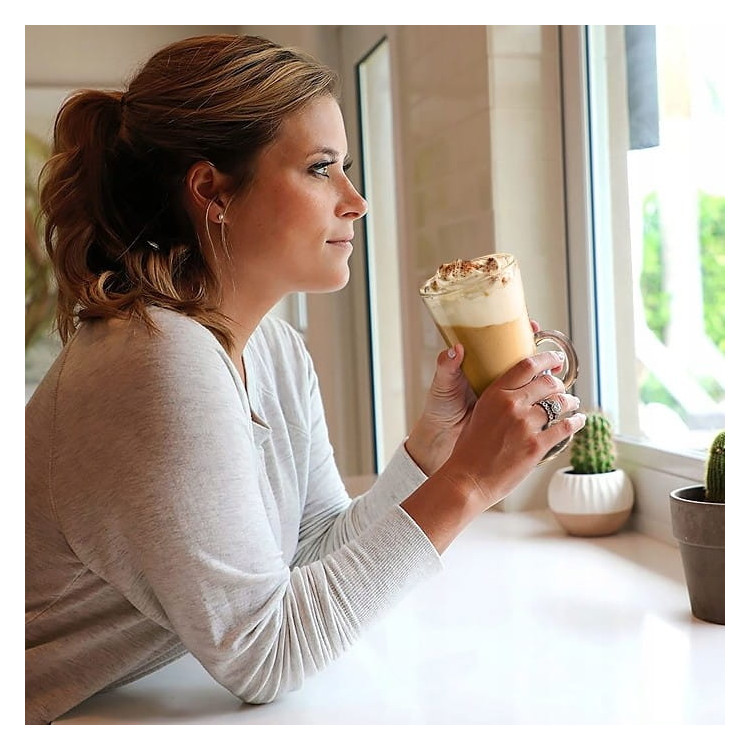 Szklanki do kawy latte Boston 310 ml wysokie zestaw z długimi łyżeczkami 6 sztuk Szklanki do kawy latte Boston 310 ml wysokie zestaw z długimi łyżeczkami 6 sztuk