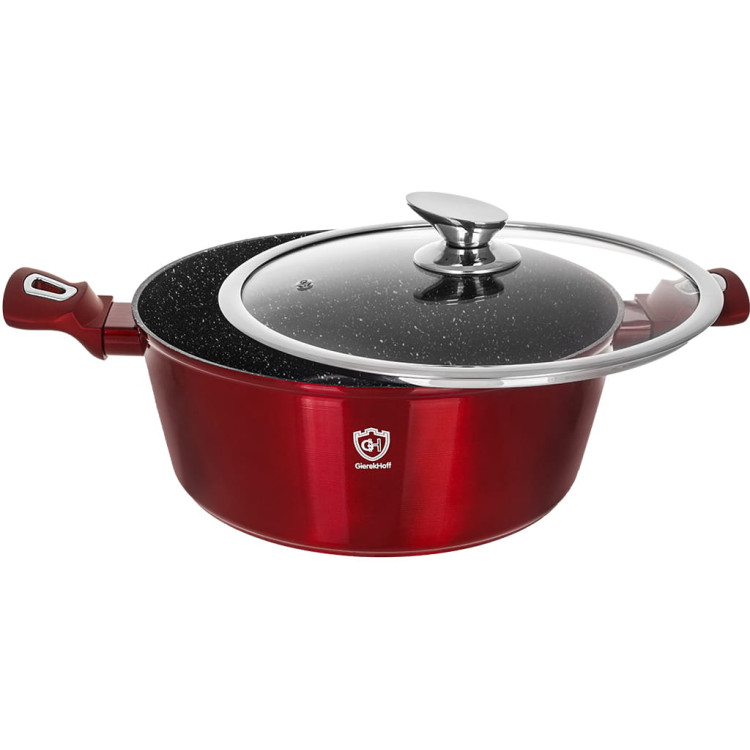 Garnki marmurowe na indukcję GierekHoff GH 1501 patelnia Tefal zestaw 16 elementów Czerwone Garnki marmurowe na indukcję GierekHoff GH 1501 patelnia Tefal zestaw 16 elementów Czerwone