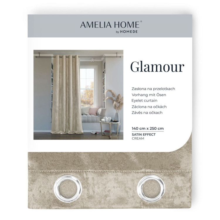 Zasłony na przelotkach 140x250 zaciemniające zamszowe Glamour kremowe Zasłony na przelotkach 140x250 zaciemniające zamszowe Glamour kremowe