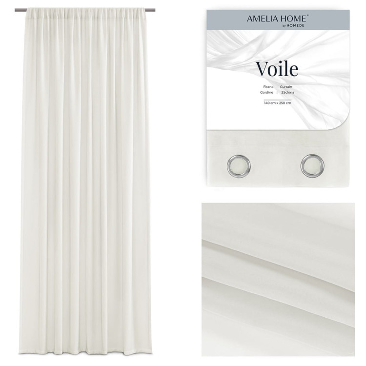 Firany woalowe 140x250 Voile na taśmie kremowe Firany woalowe 140x250 Voile na taśmie kremowe