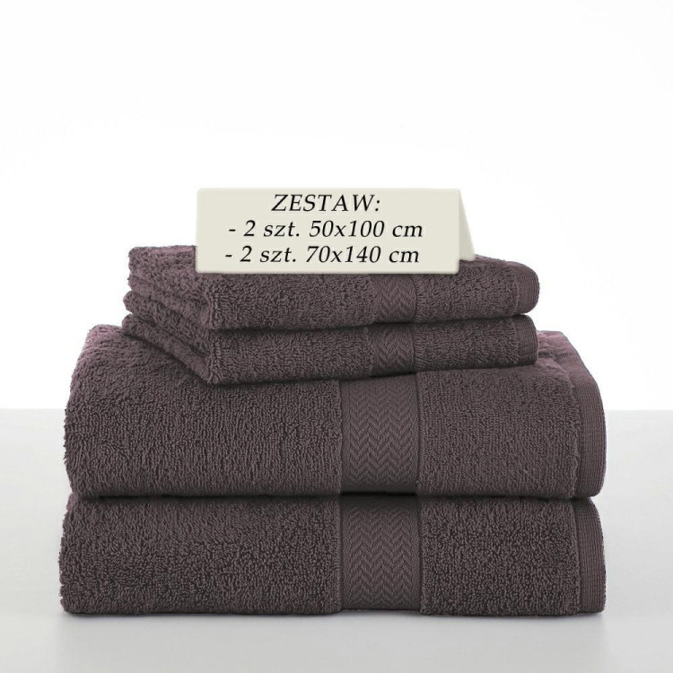 Komplet 4 ręczników kąpielowych Piruu 2x 70x140 i 2 x 50x100 bawełniane frotte czekoladowe Komplet 4 ręczników kąpielowych Piruu 2x 70x140 i 2 x 50x100 bawełniane frotte czekoladowe