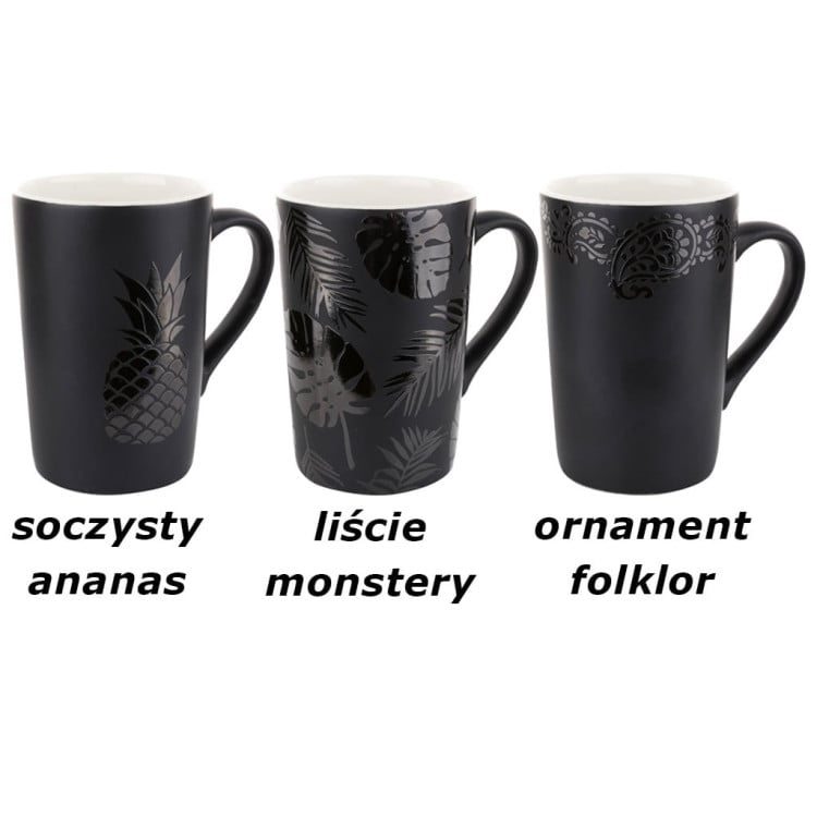 Zestaw 6 kubków czarnych porcelanowych Bianco 400 ml wysoka jakość Zestaw 6 kubków czarnych porcelanowych Bianco 400 ml wysoka jakość