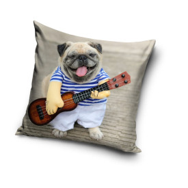 Poszewka 40x40 na poduszkę jaśka realistyczny wzór pies z gitarą