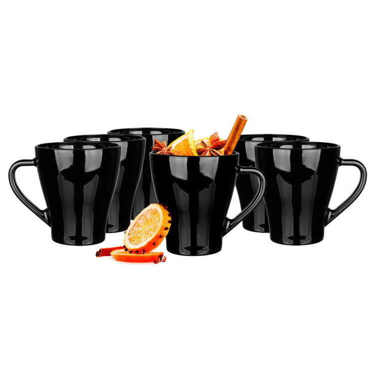 Zestaw 6 kubków czarnych Glasmark Hugo 360 ml Zestaw 6 kubków czarnych Glasmark Hugo 360 ml
