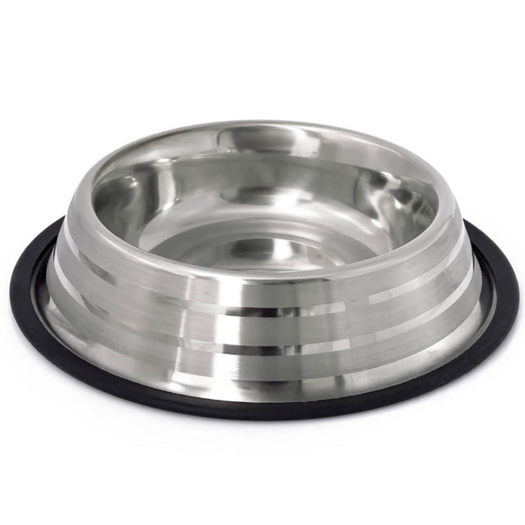 Miska metalowa dla psa kota ze stali nierdzewnej na gumie 25 cm Miska metalowa dla psa kota ze stali nierdzewnej na gumie 25 cm