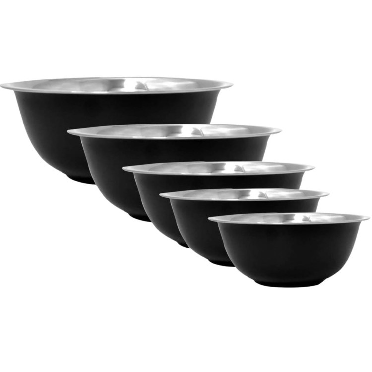Miski metalowe komplet 5 czarnych misek ze stali nierdzewnej 18/18/20/22/24 cm Miski metalowe komplet 5 czarnych misek ze stali nierdzewnej 18/18/20/22/24 cm