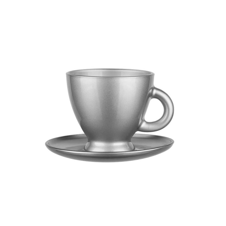 Serwis kawowy na 6 osób Glasmark Roma zestaw 6 srebrnych filiżanek ze spodkami Serwis kawowy na 6 osób Glasmark Roma zestaw 6 srebrnych filiżanek ze spodkami