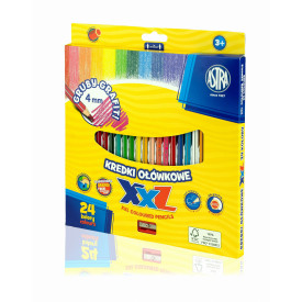 Kredki ołówkowe sześciokątne Astra XXL 24 kolory lid 4mm