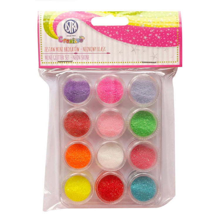 Zestaw mini brokatów do dekoracji - Neonowy blask 12 sztuk