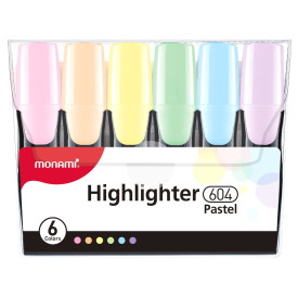 Gruby zakreślacz Highlighter 604 zestaw 6 kolorów pastelowych
