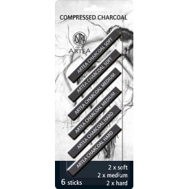 Zestaw węgli prasowanych Astra Artea 6 sztuk blister, 2 medium, 2 hard, 2 soft - czarny