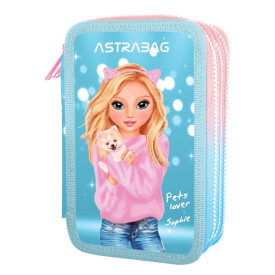 Piórnik trzykomorowy z wyposażeniem Astrabag Top Teens ombre z lalką Sofi