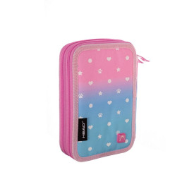 Piórnik dwukomorowy Head ombre pastel love z małymi serduszkami