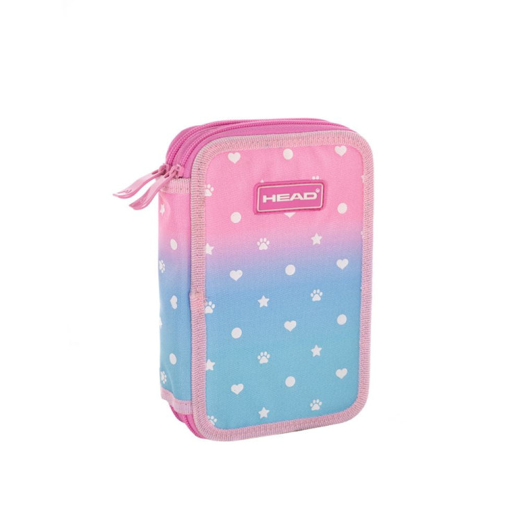Piórnik dwukomorowy Head ombre pastel love z małymi serduszkami