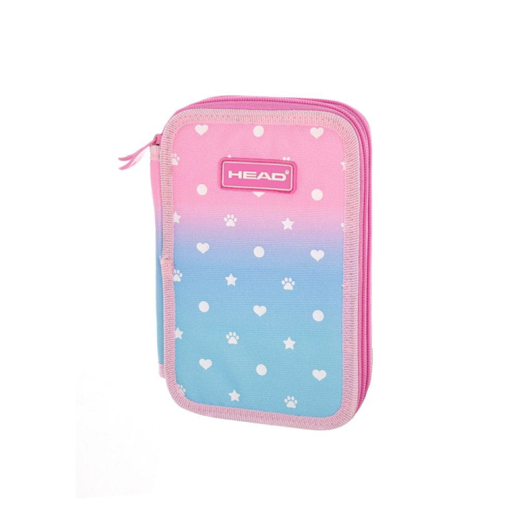 Piórnik dwukomorowy Head ombre pastel love z małymi serduszkami