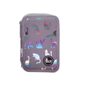 Piórnik potrójny z wyposażeniem Hash holograficzne kotki