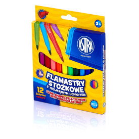 Flamastry Astra stożkowe mazaki 12 kolorów