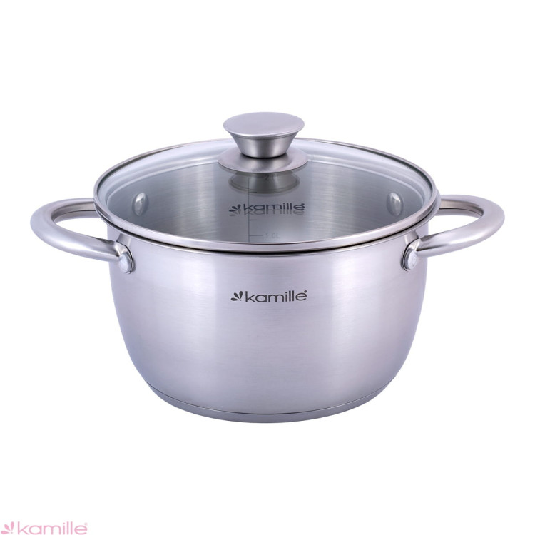 Garnek ze stali nierdzewnej 2L z pokrywką 18cm Kamille KM 4901 Garnek ze stali nierdzewnej 2L z pokrywką 18cm Kamille KM 4901