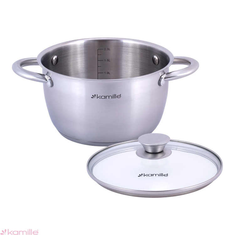 Garnek ze stali nierdzewnej 5L z pokrywką 24cm Kamille KM 4903 Garnek ze stali nierdzewnej 5L z pokrywką 24cm Kamille KM 4903