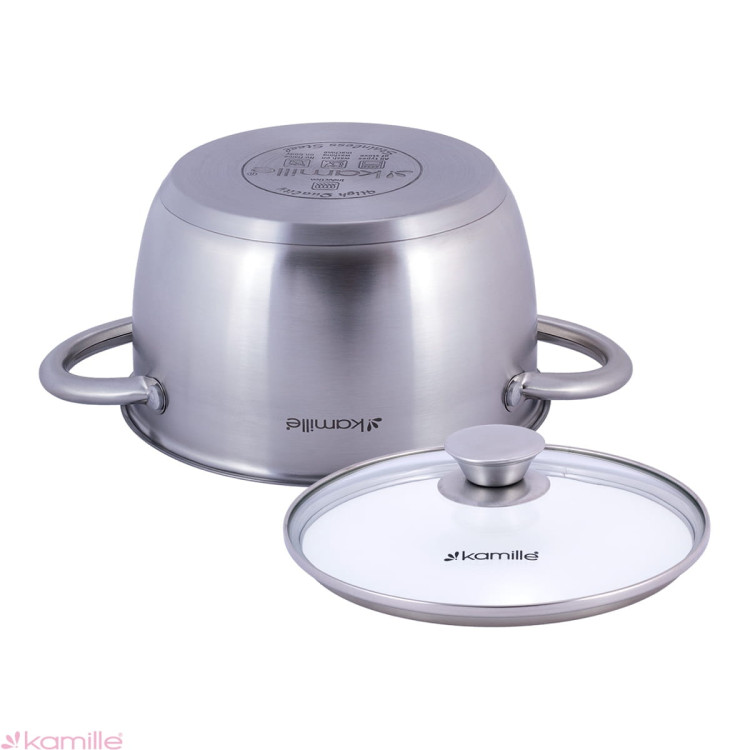 Garnek ze stali nierdzewnej 5L z pokrywką 24cm Kamille KM 4903 Garnek ze stali nierdzewnej 5L z pokrywką 24cm Kamille KM 4903