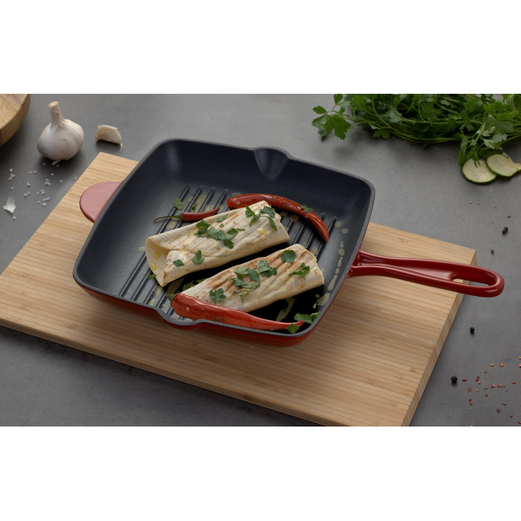 Patelnia grillowa żeliwna 26 cm z powłoką emaliowaną MG Home Immortale Patelnia grillowa żeliwna 26 cm z powłoką emaliowaną MG Home Immortale