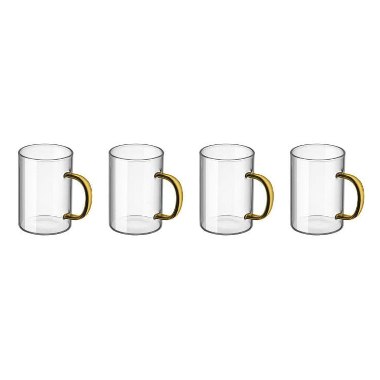 Zestaw szklanek żaroodpornych RENZA 4x 300ml z musztardową rączką MGHOME Zestaw szklanek żaroodpornych RENZA 4x 300ml z musztardową rączką MGHOME