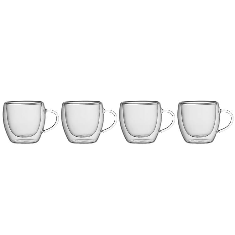 Szklanki termiczne z uchem RENZA do kawy 90ml latte komplet 4 szt szklanek Szklanki termiczne z uchem RENZA do kawy 90ml latte komplet 4 szt szklanek