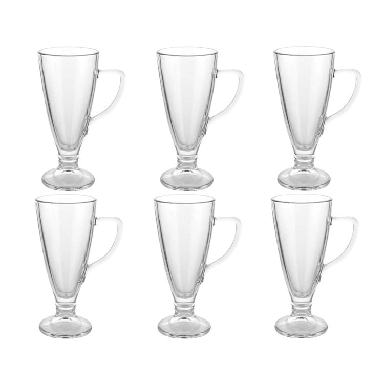 Szklanki na nóżce do kawy latte Florina Cezar 250 ml + łyżeczki zestaw 6 sztuk Szklanki na nóżce do kawy latte Florina Cezar 250 ml + łyżeczki zestaw 6 sztuk