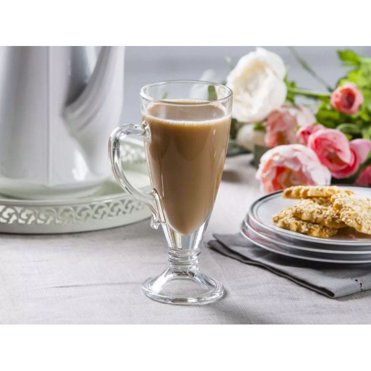 Szklanki na nóżce do kawy latte Florina Cezar 250 ml + łyżeczki zestaw 6 sztuk Szklanki na nóżce do kawy latte Florina Cezar 250 ml + łyżeczki zestaw 6 sztuk
