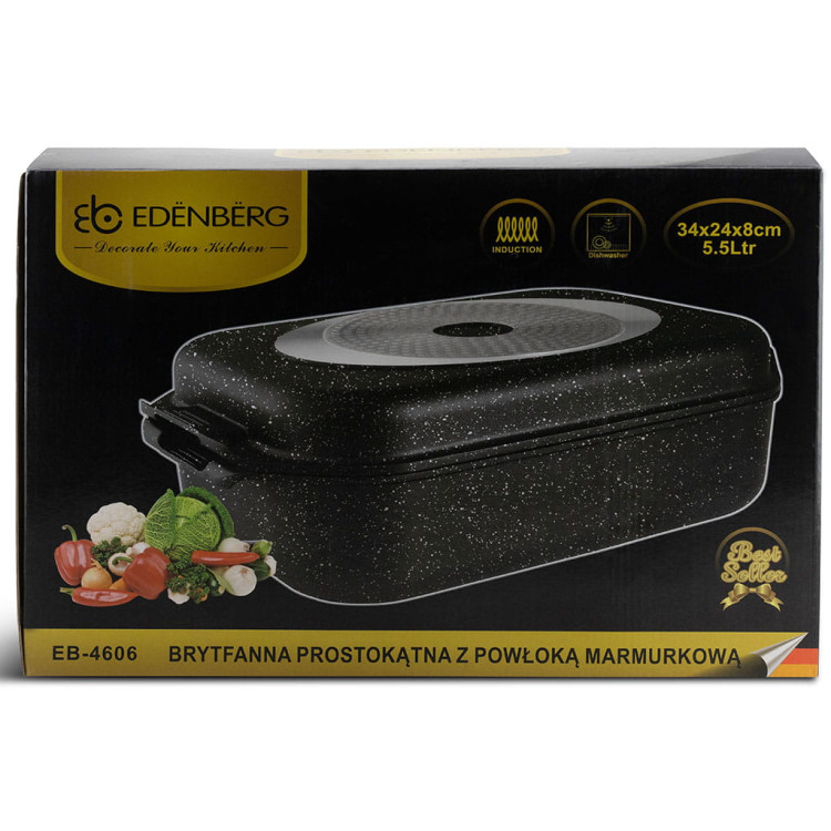 Brytfanna Edenberg 4606 patelnia garnek 5.5L INDUKCJA Gęsiarka pokrywka z funkcją grill Brytfanna Edenberg 4606 patelnia garnek 5.5L INDUKCJA Gęsiarka pokrywka z funkcją grill