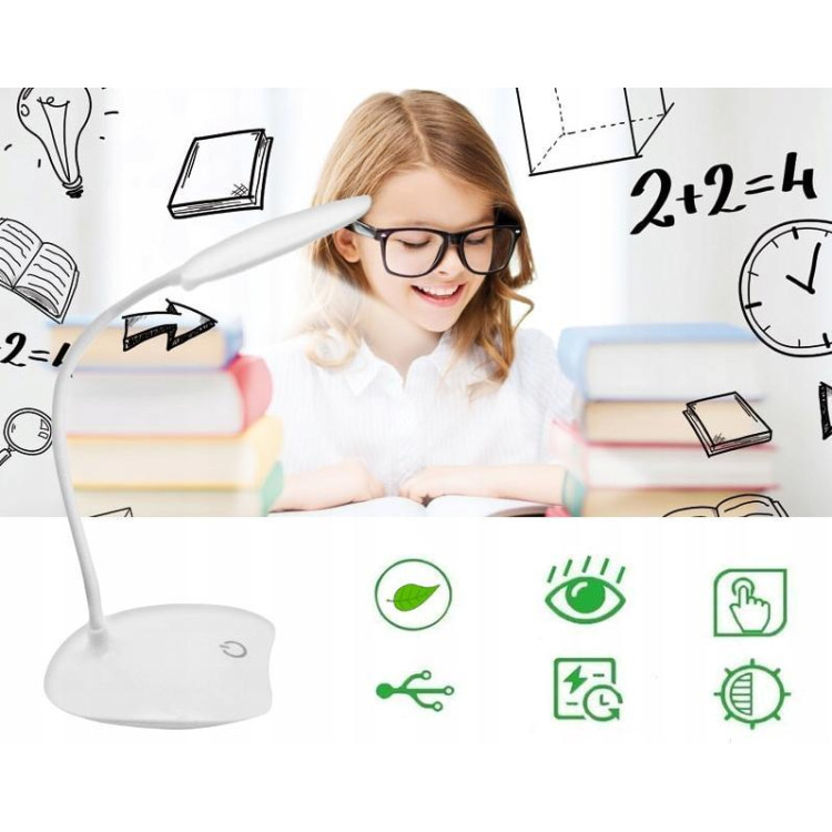 Lampka biurkowa na USB dotykowa 14 LED biała Lampka biurkowa na USB dotykowa 14 LED biała