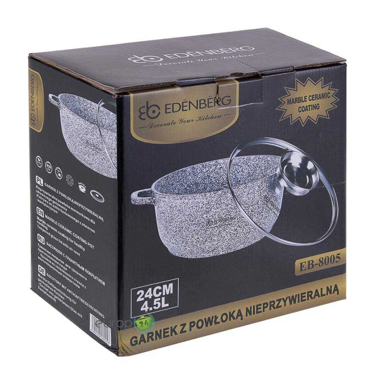 Garnek marmurowy z pokrywką Zilner ZL 7073 4.5L na indukcję 24 cm Garnek marmurowy z pokrywką Zilner ZL 7073 4.5L na indukcję 24 cm