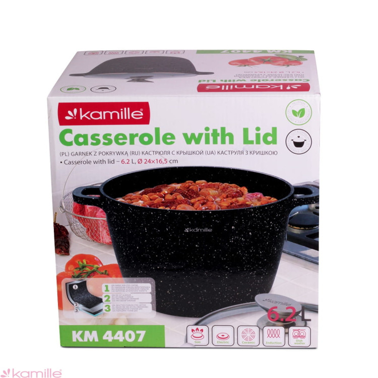 Garnek marmurowy 24cm z pokrywką 6.2 L Kamille 4407 Garnek marmurowy 24cm z pokrywką 6.2 L Kamille 4407