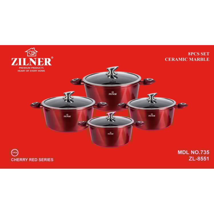 Garnki marmurowe Zilner ZL 8551 Indukcja 8 el zestaw garnków Garnki marmurowe Zilner ZL 8551 Indukcja 8 el zestaw garnków