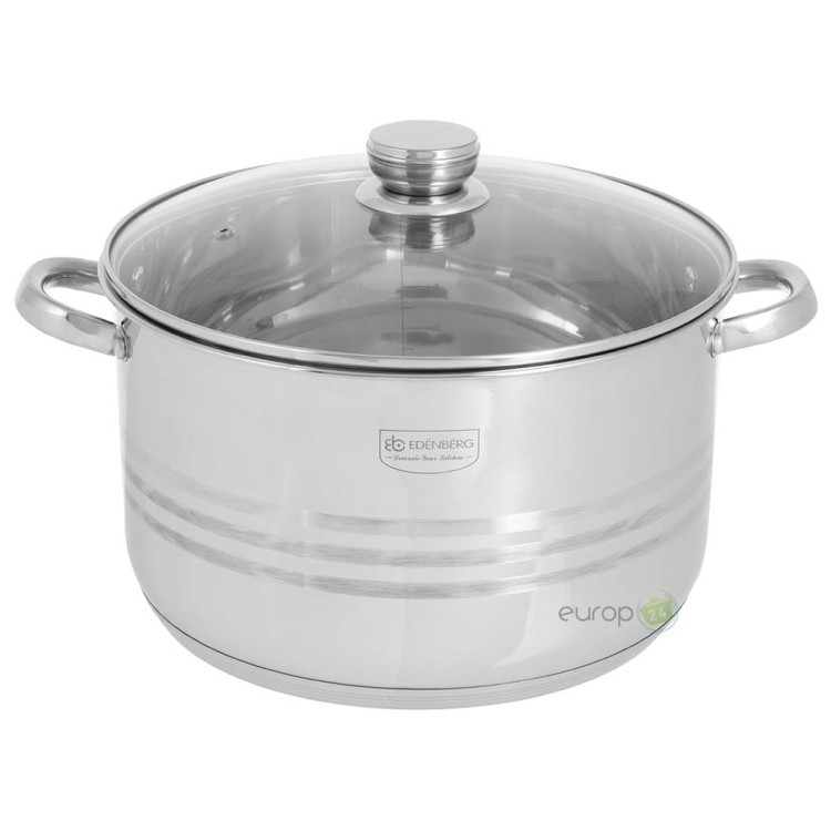 Garnek na indukcję stalowy 12.4 L Edenberg EB 3020 garnek 30cm + pokrywka szklana Garnek na indukcję stalowy 12.4 L Edenberg EB 3020 garnek 30cm + pokrywka szklana
