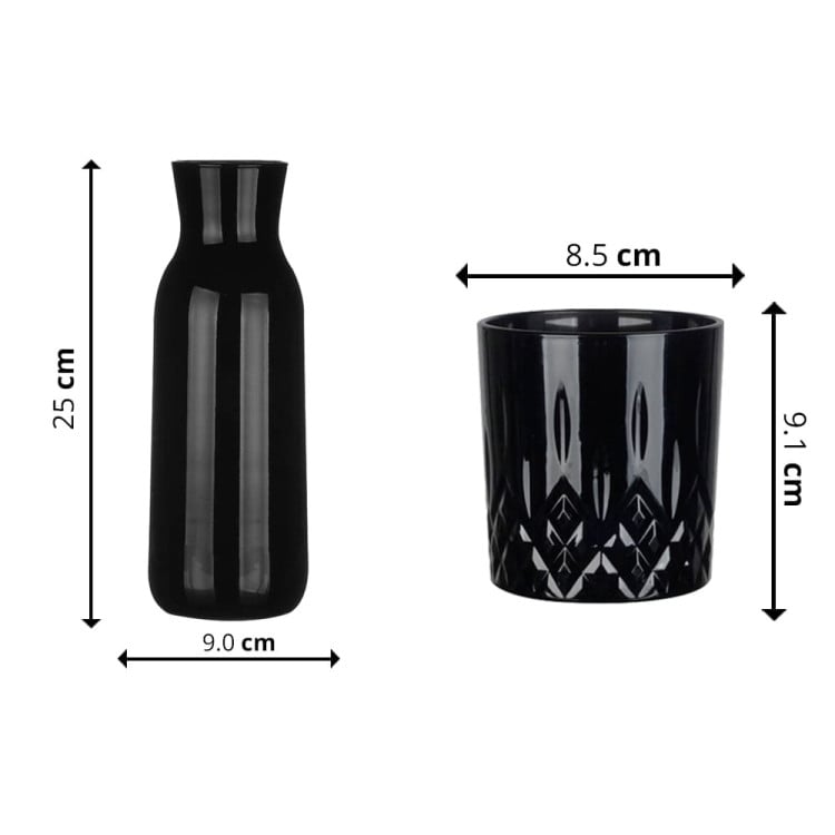 Zestaw do whisky czarna karafka szklana 1000 ml + 6 czarnych grubych szklanek 280 ml