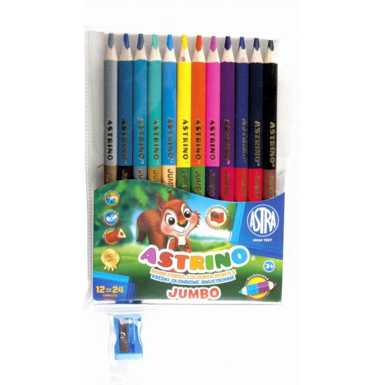Kredki jumbo ołówkowe dwustronne Astrino1224 kolory Kredki jumbo ołówkowe dwustronne Astrino1224 kolory
