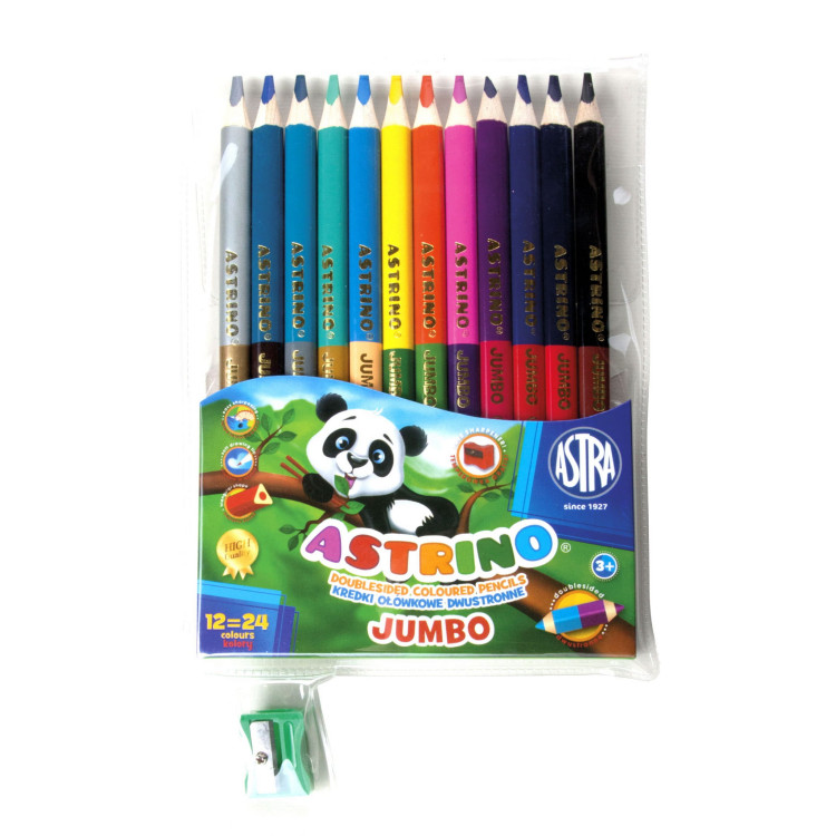 Kredki jumbo ołówkowe dwustronne Astrino1224 kolory Kredki jumbo ołówkowe dwustronne Astrino1224 kolory