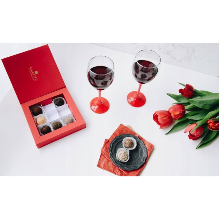 Kieliszki do wina 300 ml Glasmark komplet 6szt czerwona nóżka Kieliszki do wina 300 ml Glasmark komplet 6szt czerwona nóżka