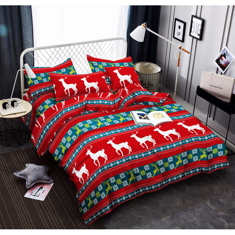 Pościel świąteczna 160x200 bawełna satynowa 3D Cotton World gruba 4 części z prześcieradłem 2415 Pościel świąteczna 160x200 bawełna satynowa 3D Cotton World gruba 4 części z prześcieradłem 2415