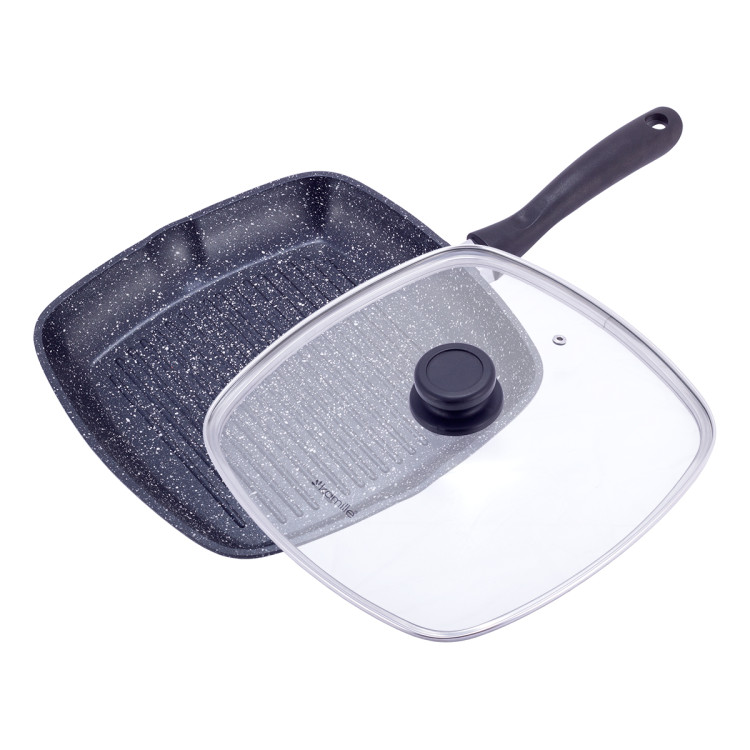 Patelnia grillowa kwadratowa z powłoką marmurowa 28 cm KM 4431 Kamille Patelnia grillowa kwadratowa z powłoką marmurowa 28 cm KM 4431 Kamille