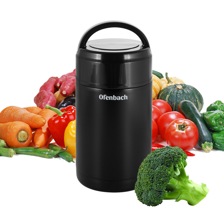 Termos próżniowy Ofenbach 101303 bidon 1000 ml czarny kubek z uchwytem Termos próżniowy Ofenbach 101303 bidon 1000 ml czarny kubek z uchwytem