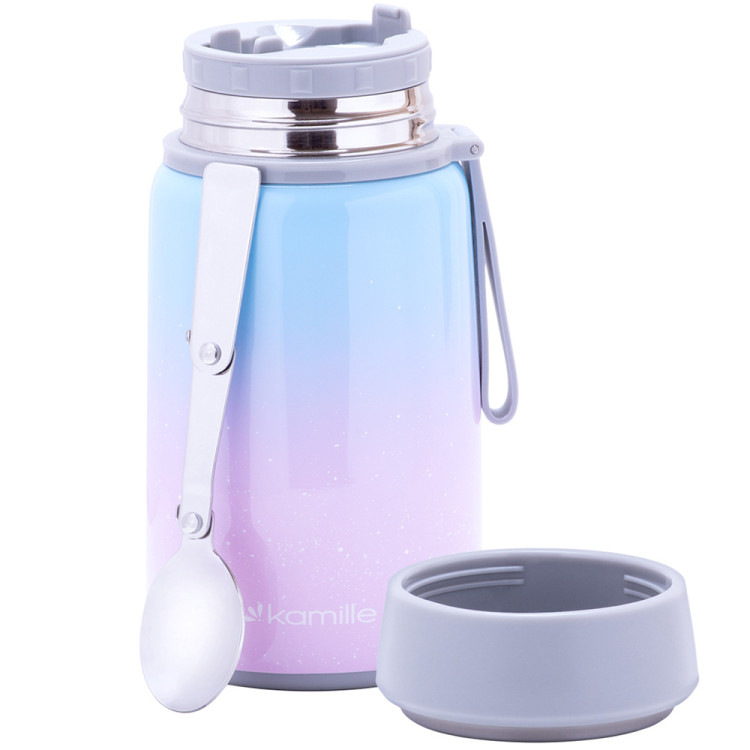 Termos obiadowy z łyżką 800ml pojemnik termiczny różowo niebieski KM 2097 Kamille Termos obiadowy z łyżką 800ml pojemnik termiczny różowo niebieski KM 2097 Kamille