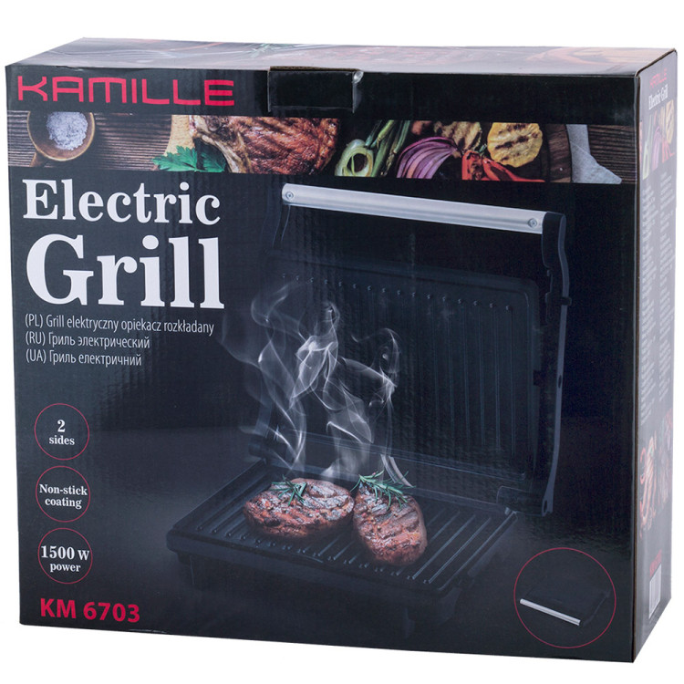Grill elektryczny 1500W opiekacz składany toster KM 6703 Kamille Grill elektryczny 1500W opiekacz składany toster KM 6703 Kamille