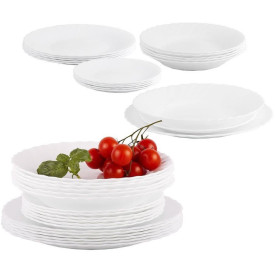 Serwis obiadowy Bormioli Prima 36 elementów białe talerze dla 12 osób