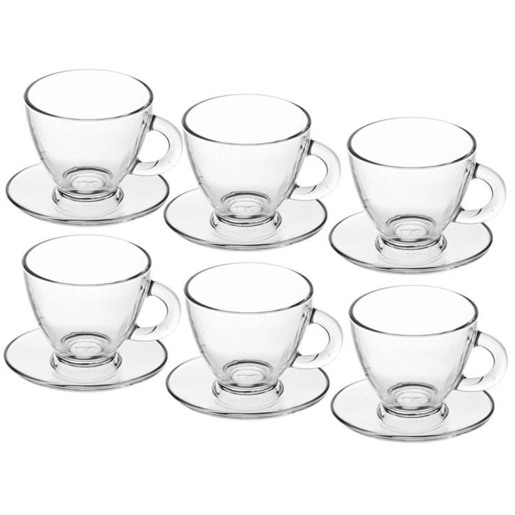 Serwis kawowy szklany na 6 osób Glasmark Roma zestaw 6 filiżanek ze spodkami + łyżeczki Serwis kawowy szklany na 6 osób Glasmark Roma zestaw 6 filiżanek ze spodkami + łyżeczki