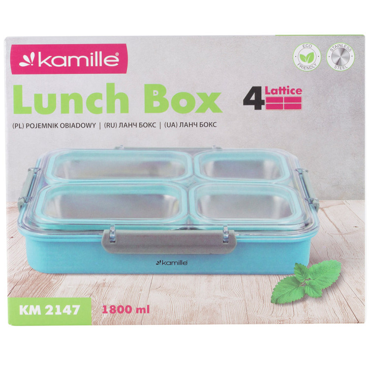 Pojemnik obiadowy z pokrywką 1800ml do przechowywania żywności zielony lunchbox KM 2147 Kamille Pojemnik obiadowy z pokrywką 1800ml do przechowywania żywności zielony lunchbox KM 2147 Kamille